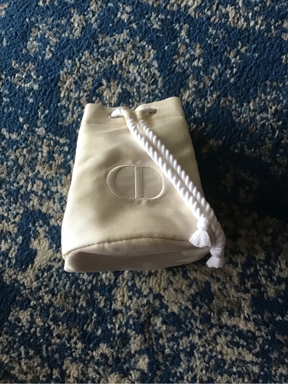 Dior Cream Drawstring Cosmetic Pouch